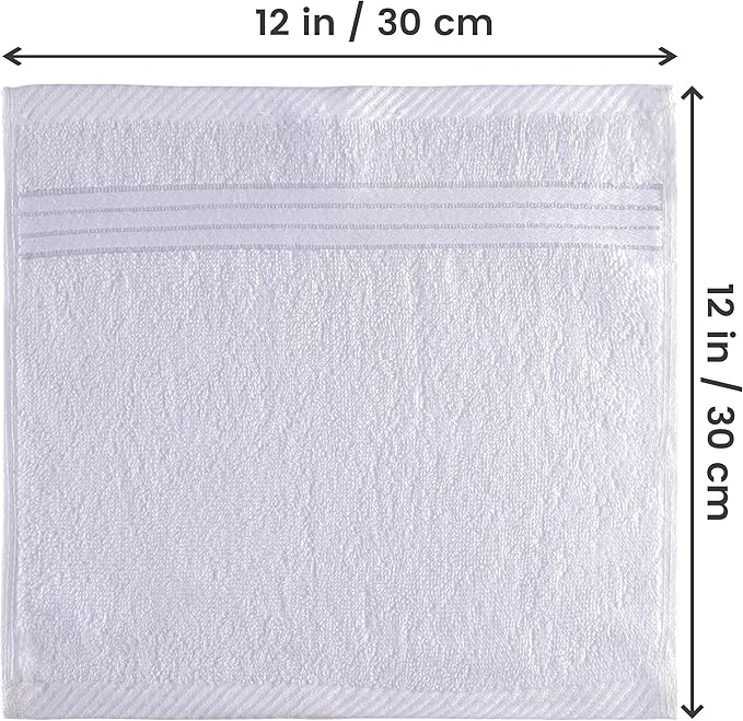 Utopia Towels Wash Cloths Set, 12 by 12 Inches, 100% Cotton Ring Spun, Highly Absorbent and Soft Feel Washcloths for Bathroom, Spa, Gym, and Face, 12 Pack White
