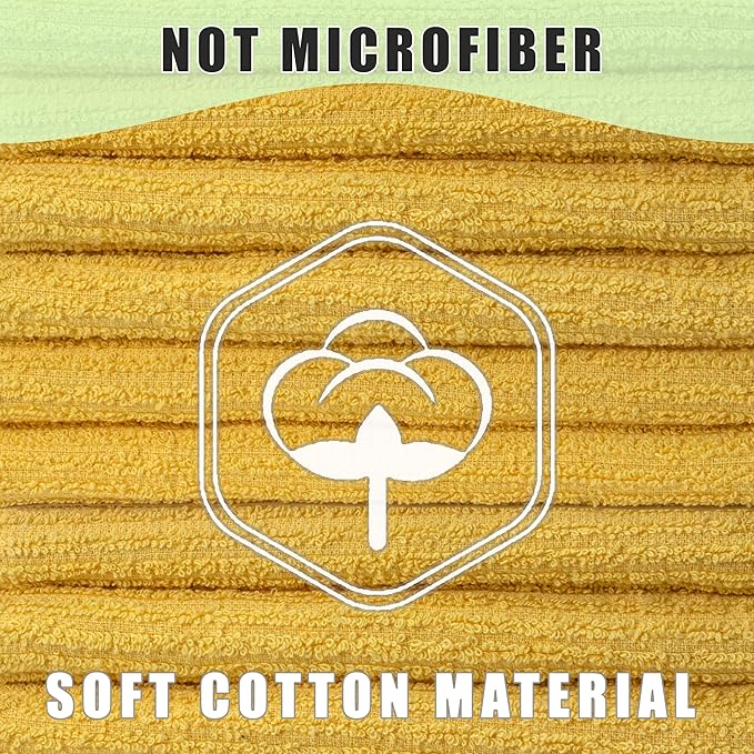 Textila Bar Mop Towels 12x12 Inch – Lemon Yellow – Pack of 10 - Cotton Dish Cloths & Cleaning Towels for Kitchen, Bar, Restaurant, Household Use – Absorbent, Durable, Reusable