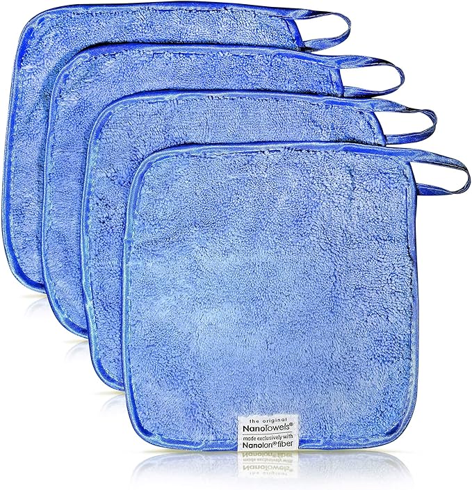 Life Miracle Nano Towels - Amazing Eco Fabric That Cleans Virtually Any Surface with Only Water. No More Paper Towels Or Toxic Chemicals. 4-Pack (8x8, Nano Blue)