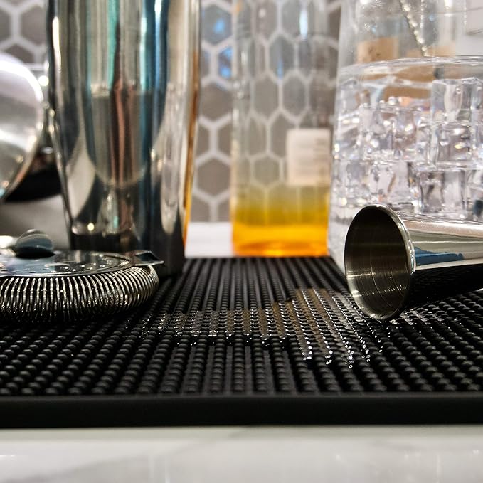 Highball & Chaser 2 Pack Bar Mat, Dish Drying mat, 18 in x 12in Thick Durable and Stylish Service Coffee Bar Mat/espresso mat for Spills, Bars, Restaurants, Coffee Counter Mat