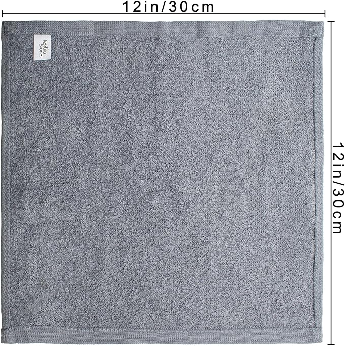 Basic Wash Cloths 12x12 Inches – Bulk Pack of 24 – Grey Color – Soft and Absorbent Multipurpose Cotton Washcloths for Bathroom, Spa, Gym, Salon, Hotel, and Everyday Use