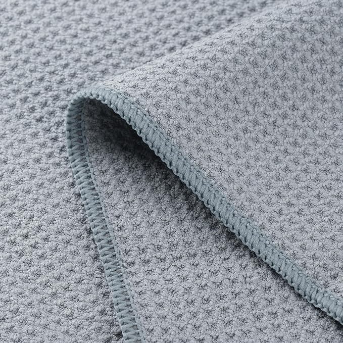 POLYTE Premium Microfiber Kitchen Dish Hand Towel Waffle Weave 12 Pack (16x28 in, Gray)