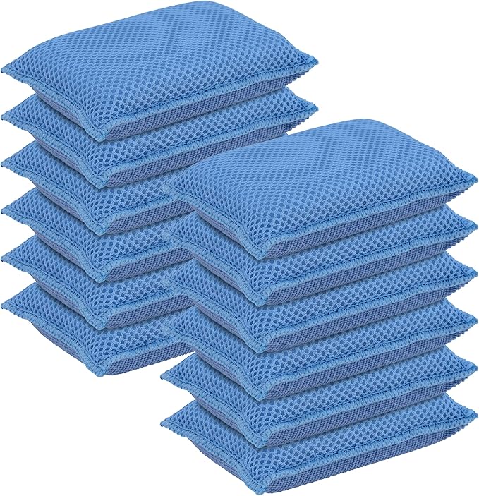 Microfiber Non-Scratch Dish & Kitchen Scrubber Heavy-Duty Household Cleaning Sponges, Multi-Purpose Cleaning Supplies for Dishes and Kitchens Pack of 12
