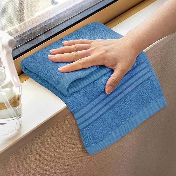 Utopia Towels Wash Cloths Set, 12 by 12 Inches, 100% Cotton Ring Spun, Highly Absorbent and Soft Feel Washcloths for Bathroom, Spa, Gym, and Face, 12 Pack Electric Blue