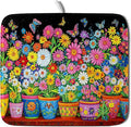 Colorful Floral Dish Drying Mat 16 X 18 Black Spring Flowers Absorbent Microfiber Kitchen Decor Counter Mats