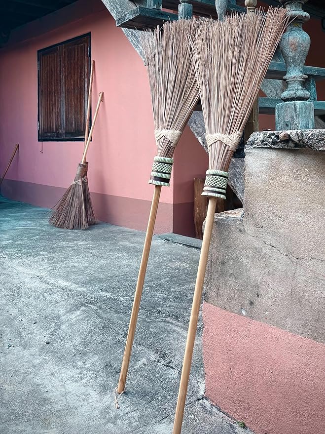 Garden Broom - Coconut Broom 55 Inch, Heavy Duty Sweeping Patio, House, Garage and Other Outdoor Spaces, Natural Coconut Leaf