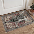 Bavni 2x3 Zebra Rug, Machine Washable Door Mat,Soft Animal Small Boho Rugs Non Slip Low Pile Non-Shedding Pet Friendly Throw Indoor Print Carpet for Entryway Front Door Bathroom,Red