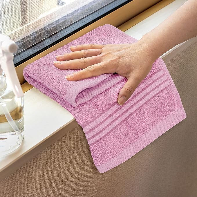 Utopia Towels Wash Cloths Set, 12 by 12 Inches, 100% Cotton Ring Spun, Highly Absorbent and Soft Feel Washcloths for Bathroom, Spa, Gym, and Face, 12 Pack Pink