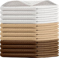 Waffle Dishcloths, 12x12 Inch, Absorbent, Soft, Durable, 100%, Quick Drying, Reusable, Ideal for Kitchen Cleaning, Cotton Hand Towels, Set of 12, Brown, Beige, White
