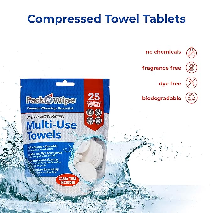 Disposable Compressed Towels - Absorbent & Durable Cleaning Rags - Compact Cleaning Cloth Travel Essentials - Soft Baby Wipes & Baby Towel - 8.5”x11”