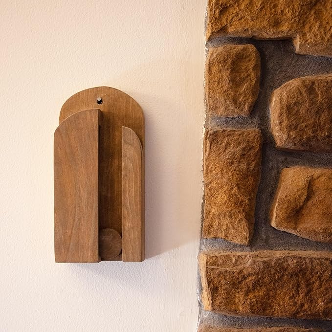 Lehman's Amish Handcrafted Broom Holder, Wall-Mount Wooden Storage Solution for Corn Brooms, Fireplace Brooms and More, Stained Finish