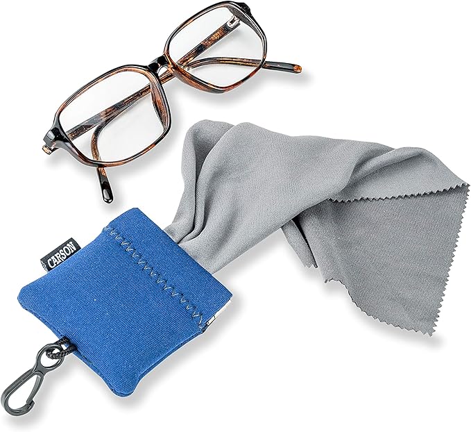 Carson Stuff-It Pro Microfiber Lens Cloth Cleaning System for Glasses, Smartphones, Tablets, Optics, Lenses, Cameras and More, 8.0'' x 8.0'' - Blue (SN-80BU)