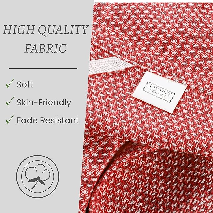 TWINY threads 6-Pack Cotton Kitchen Towels, 18x28 Inches, Soft & Absorbent Dish Cloths Set with Hanging Loop, Quick-Dry, Reusable and Washable Washcloths for Cooking, Baking & Cleaning Tasks, Red