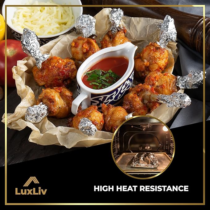 Aluminum Heavy Duty Tin Foil Roll – 12 inch wide x164 ft Length,161 sq ft – Commercial Grade & Extra Thick, Strong Enough for Food Service Industry with cutter - LuxLiv®