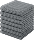 Homaxy 100% Cotton Waffle Weave Kitchen Dish Cloths, 7-Pack Ultra Soft Absorbent Dish Towels, Quick Drying Dish Rags, 12 x 12 Inches, Grey