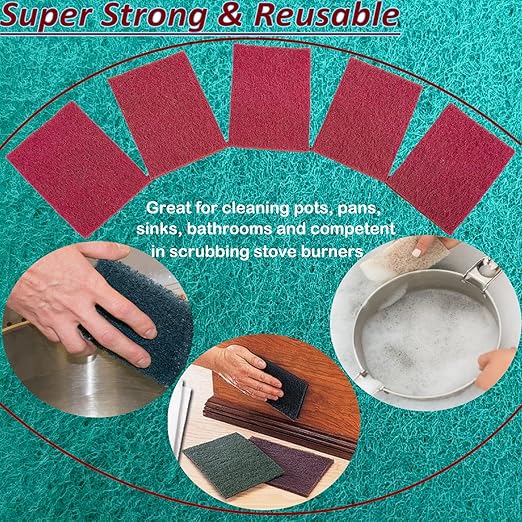 10 Pack 6" x 9" 400 Grit General Purpose Scuff Pads for Scuffing, Scouring, Sanding, Paint Primer Prep Adhesion Scratch - Surface Preparation Automotive Car Auto Body Woodworking (Red)
