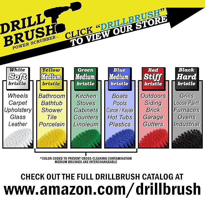 Cleaning Accessories Industrial Brushes - Baked on Food, Electric Smoker, Drill Brush Attachments for Stain and Rust Remover - BBQ Cleaning Kit Water Calcium Mineral | Electric Grill Brush for Drill