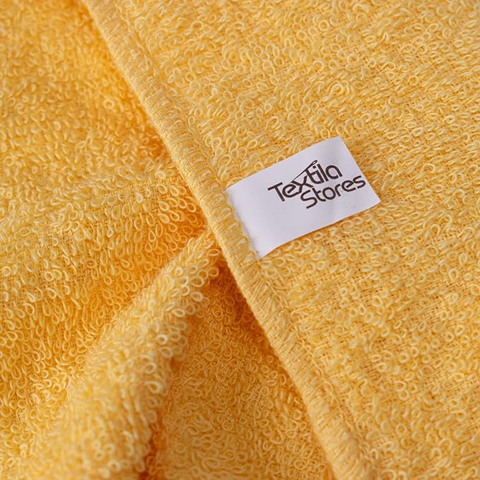 Textila Terry Wash Cloths – Pack of 10, Warm Yellow, 12x12 Inches – Soft, Absorbent & Multipurpose Cotton Washcloths for Face, Hand, Bath, Kitchen, Spa, Gym & Hotel Use