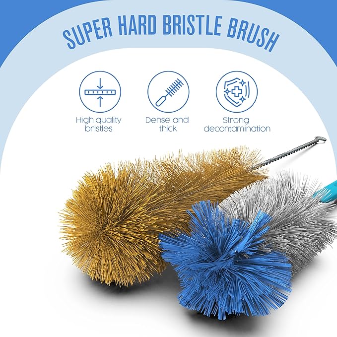 Houseables Bottle Brushes, Water Bottle Cleaner Brush Set, Hydroflask Cleaning Kit, Cup Cleaner Brush, Glass Brushes for Washing Glasses, Cup Scrubber, for Straw, Tumbler, Decanter, Flexible, 9 PK