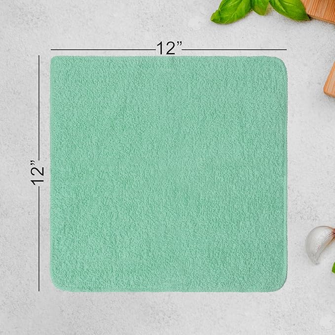 Textila Terry Wash Cloths – Pack of 10, Aqua Green, 12x12 Inches – Soft, Absorbent & Multipurpose Cotton Washcloths for Face, Hand, Bath, Kitchen, Spa, Gym & Hotel Use