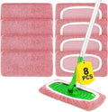 8Pcs Pink Reusable Mop Pads,Microfiber Mop Pads Compatible with Swiffer Sweeper, Dry Sweeping Cloths & Washable Wet Pads Refill for Floor