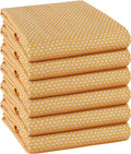 TWINY threads 6-Pack Kitchen Towels, 100% Cotton Dotted Weave, 18x28 Inch, Soft & Absorbent Wash Cloths Set with Hanging Loop, Washable and Reusable Dishcloths for Cooking, Cleaning - Mustard Yellow