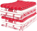 KAF Home Assorted Flat Kitchen Towels |100% Cotton - 18 x 28 inches | Ultra Absorbent Soft Dish Towels | Perfect for Cooking, Cleaning, and Drying Hands (Red, 18 x 28-10 Pack)