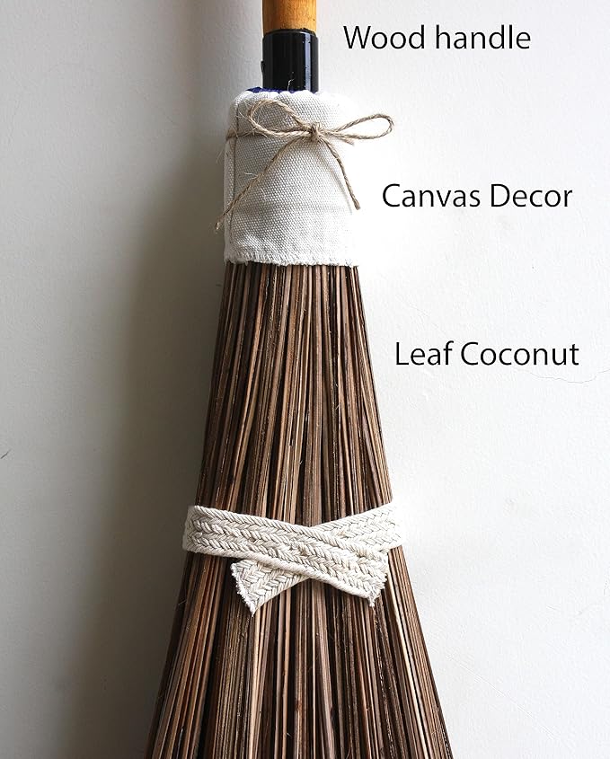 Coconut Broom - 55 Inches Length, Heavy Duty Broom for Sweeping Patio, Garden, House, Garage and Other Outdoor Spaces.