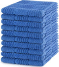 DecorRack 10 Pack 100% Cotton Kitchen Towels, 12x12 inch Soft Terry Dishcloths, Absorbent Hand Towels for Cleaning, Drying & Dishes, Plaid Pattern Cleaning Rags, Blue (Pack of 10)