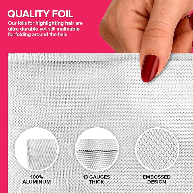 Stock Your Home 500 Count Aluminum Foil for Hair Highlighting, 9” Pop Up Foil Sheets for Salon or Home Use, Embossed Disposable Hair Foils for Highlighting, Coloring Hair, Wide Foil for Hair Stylist