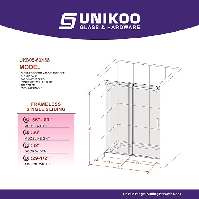 3/8" (10mm) Sliding Glass Shower Door, 50-55" W x 76" H Frameless Bathroom Door with Easy-Cleaning Coating,Satin Brass