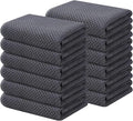 Kitinjoy 100% Cotton Waffle Weave Kitchen Hand Towels (13 X 28 Inches, Dark Grey), 12-Pack Super Soft and Absorbent Dish Towel for Drying Dishes