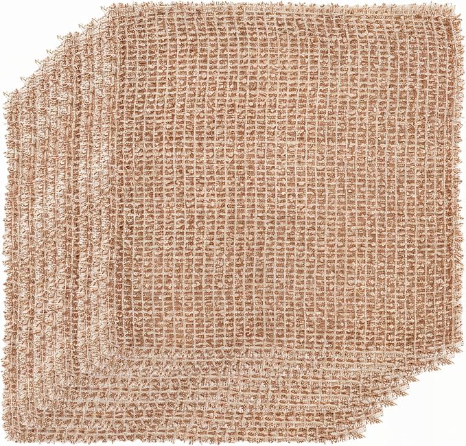 Redecker XL Copper Cleaning Cloths – 10 x 10 inches, Scratch-Free 2-Ply Real Woven Copper Scrub Pads for Pots, Pans, Sinks, Glass & Stainless – Reusable, Machine Washable, Set of 10