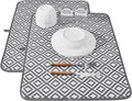 Subekyu 2 Pack Dish Drying Mat, 24*18 inch Ultra Absorbent Microfiber Dishes Drainer Mats for Kitchen Counter, Large Size Dish Drying Pad with Rhombus patterns