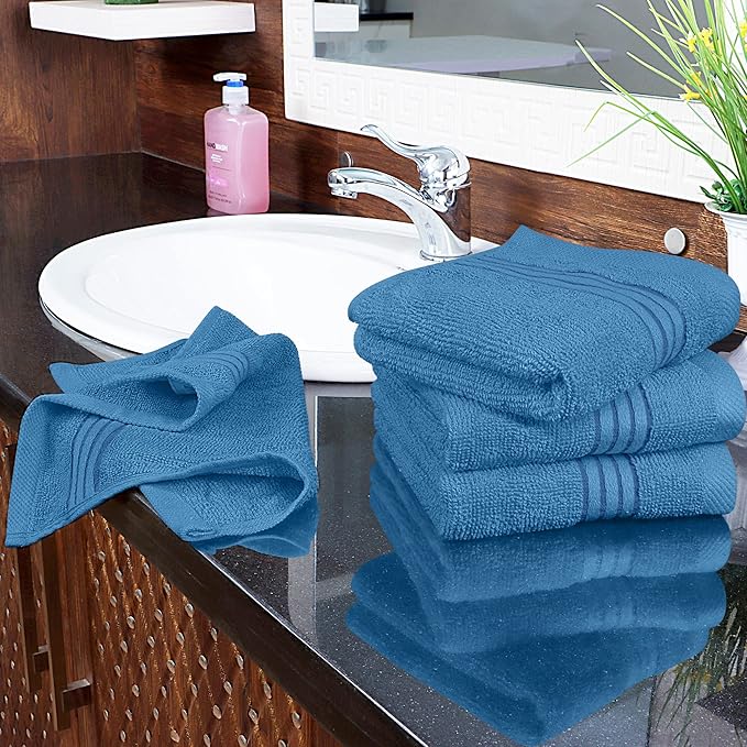 Utopia Towels Wash Cloths Set, 12 by 12 Inches, 100% Cotton Ring Spun, Highly Absorbent and Soft Feel Washcloths for Bathroom, Spa, Gym, and Face, 12 Pack Electric Blue