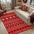 Christmas Area Rug 4x6 Red Washable Office Carpet Xmas Snowflake Holiday Decor Doormat Entryway Non Slip Soft Low Pile Indoor Throw Rug Kitchen Living Room Bedroom Entrance Dining Room
