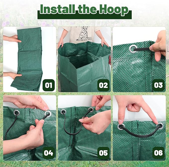 72 Gallons Reusable Yard Waste Bags, 2 Packs Lawn and Leaf Bags With Reinforced Handles, Collapsible Garden bag For Leaves,Grass,Storm Debris,Construction Waste, Standable&Foldable