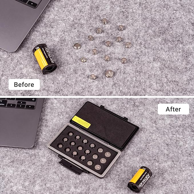 376 377 LR1130 LR41 371 364 Size 312 675 Small-Sized Battery Magnetic Case Holder Storage, Button Coin Cell Battery Case Container for 36x lithium Batteries, Water-Resistant Anti-Lost (No Batteries)