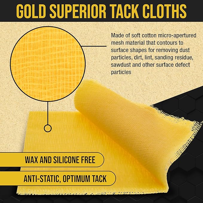 Dura-Gold - Pure Gold Superior Tack Cloth (Pack of 6), Woodworking, Automotive Paint, Tack Cloth Autobody Painting, Painters Cloths, Dust Rags, Stain Rags, Wood Staining Pads, Tac Cloths, Tacky Towel