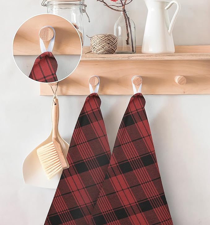 Utopia Towels Red & Black Dish Towels [12 Pack - 15 x 25 Inches] 100% Ring Spun Cotton Highly Absorbent & Reusable Cleaning Bar, Tea, Kitchen and Dishcloths Set - 200 GSM
