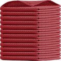 Red Waffle Dishcloths, 12x12 Inch, Absorbent, Soft, 100% Cotton, Quick Drying and Reusable, Machine Washable, Perfect for Kitchen Cleaning, Multipurpose Towel for Everyday Use, 12 Pack