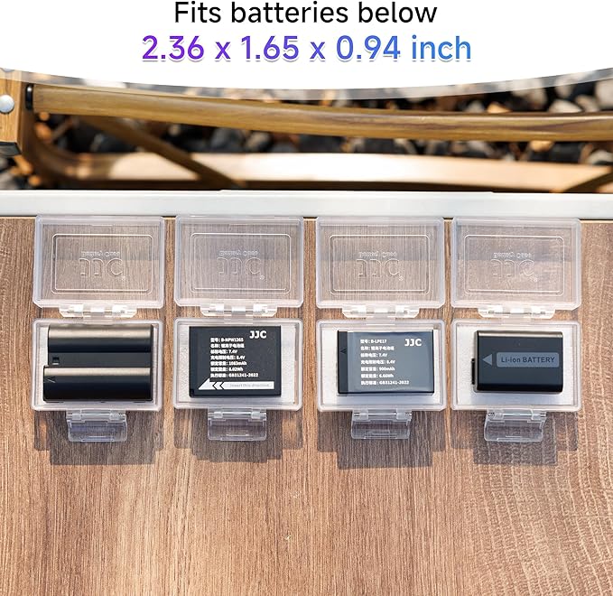 JJC Camera Battery Case Holder Box for Canon LP-E17 LP-E10 LP-E6 LP-E6N,Nikon EN-EL15a EN-EL14,Fujifilm NP-W126 NP-W126S,Sony NP-FW50 NP-FW100 and More Camera Battery Pack Below 2.36" x 1.65" x 0.94"
