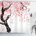 Ambesonne Floral Shower Curtain, Dogwood Tree Blossom in Watercolor Painting Effect Spring Season Theme Pinkish Tones, Cloth Fabric Bathroom Decor Set with Hooks, 69" W x 70" L, Black Pink
