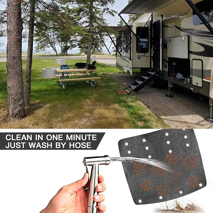 OKBA RV Step Covers,Camper Step Covers for 22 Inch RV Camper 8-10" Deep Radius Stairs Only - 3 Pack Gray Stair Rug Carpets