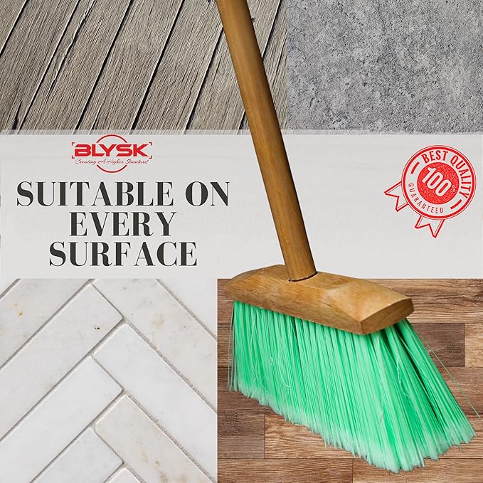 Indoor/Outdoor Heavy Duty Wooden Broom Brush, Sweeper, Head Replacement Soft bristles, Great use for Home, Kitchen, Room, Office, Patio, Deck Floor (Broom Head)