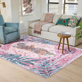 4x6 FT Leopard Rug for Living Room Pink Leopard Vintage Animal Rug Aesthetic Pink Rugs for Girls Room Nursery Bedroom Home Office Dorm Thin Bright Magenta Carpet (Light Pink, 4X6 FT)