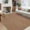 Washable Rug 6x9 Area Rugs for Living Room, Abstract Rug for Bedroom, Soft Rainbow Non Slip Throw Rugs with Rubber Back, Low Pile Stain Resistant Boho Geometric Carpet for Dining Room, Copper