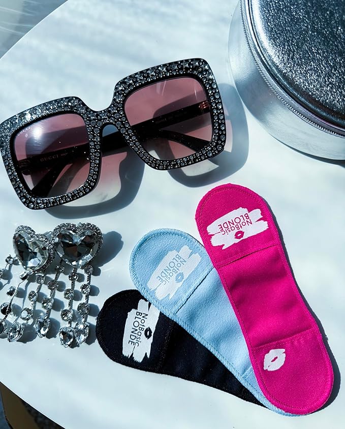 GlamMitt by NotBasicBLONDE x FLEISHER'S Collab - Eyeglass Cleaning Cloth, 3 Pack, Soft Microfiber, Anti-Scratch, Lens Cleaning Wipes, Screen, Glasses, Lens Wipes, Finger Mitts