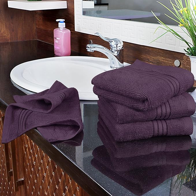 Utopia Towels Wash Cloths Set, 12 by 12 Inches, 100% Cotton Ring Spun, Highly Absorbent and Soft Feel Washcloths for Bathroom, Spa, Gym, and Face, 12 Pack Plum
