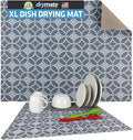 Drymate Jumbo XL Dish Drying Mat (19”x24”), Low-Profile, Super Absorbent, Quick Dry Fabric, Waterproof & Slip-Resistant, for Kitchen Counter, Trimmable, Easy to Clean (USA Made)(Indigo Grey)